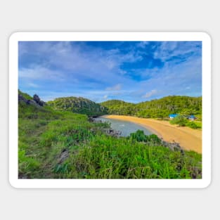 Lonely blue hut at Kasap lagoon sand beach Magnet